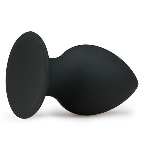 Dop anal din silicon EasyToys, negru, mediu, cu ventuză