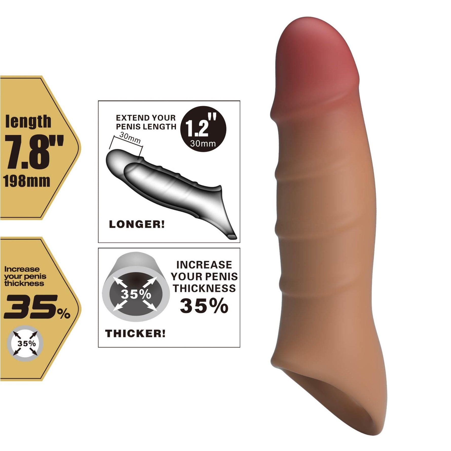 Pretty Love Damell Brown Extensor de penis ultra-realist