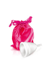Cupă menstruală Yoba din silicon, albă, L 77 mm