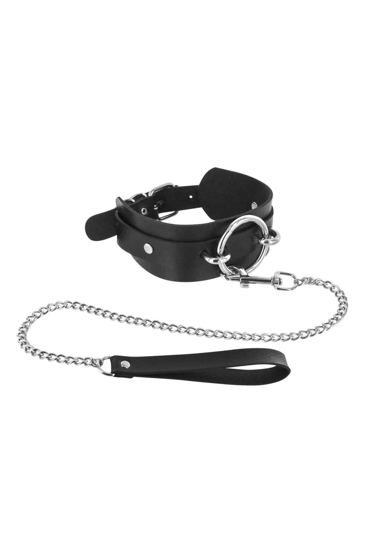 Zgardă și lesă cu inel O Fetish Tentation neagră
