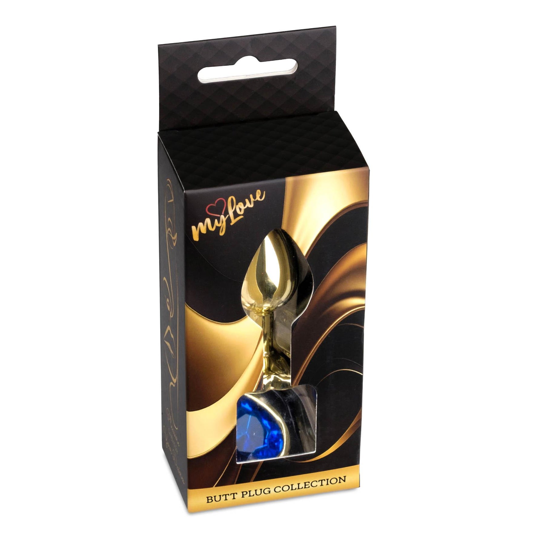 Bijuterii anale MyLove Toys cu inimă aurie, bleumarin, 7 cm