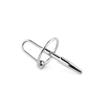 Dop uretral metalic HeavyFun cu inel, oțel inoxidabil, 8 cm
