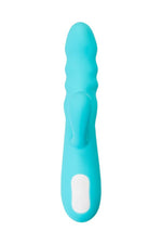 Vibrator rotativ tip iepuraș JOS MERRY SWI silicon albastru 20,7 cm USB