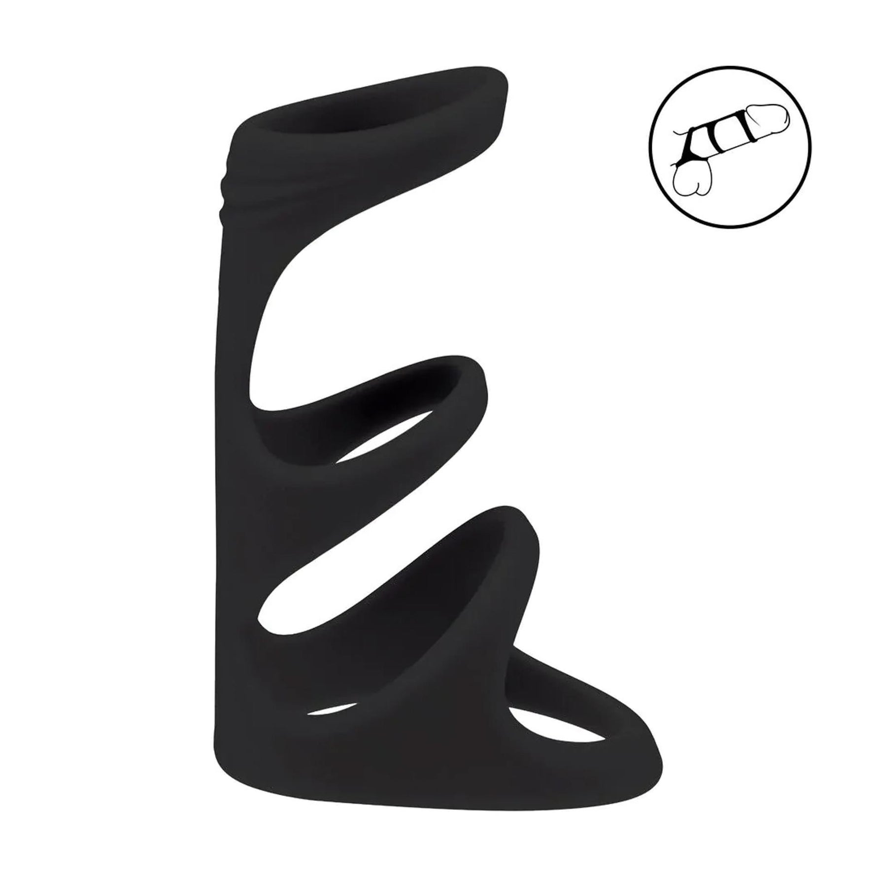 Inel triplu pentru penis Levelz din silicon, negru