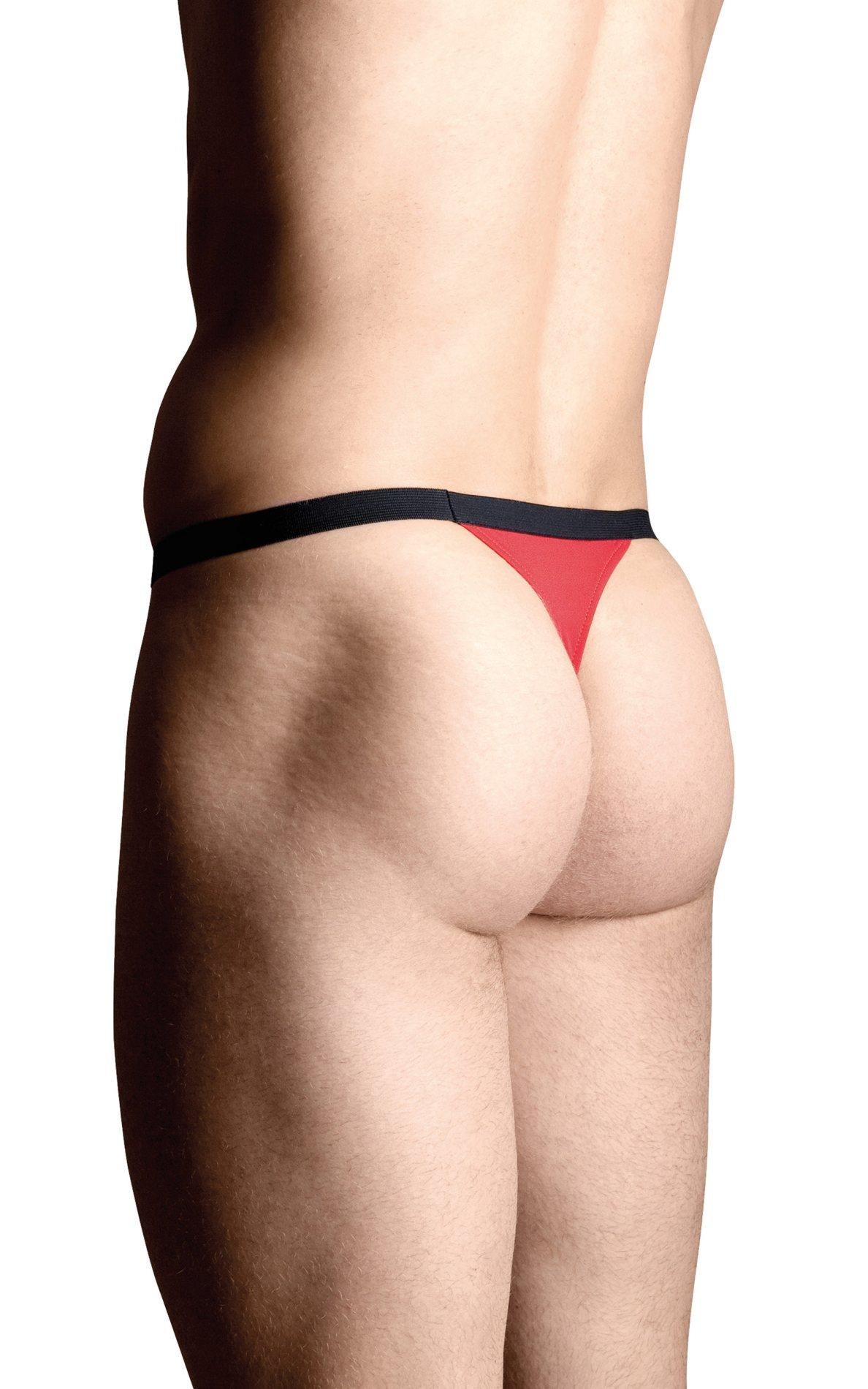 Tanga bărbătească SoftLine din satin cu fermoar, roșu, mărimea S/L