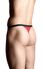 Tanga bărbătească SoftLine din satin cu fermoar, roșu, mărimea S/L