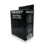 Set de dopuri anale Power Escorts Heart din silicon, mărime S, M, L, negru