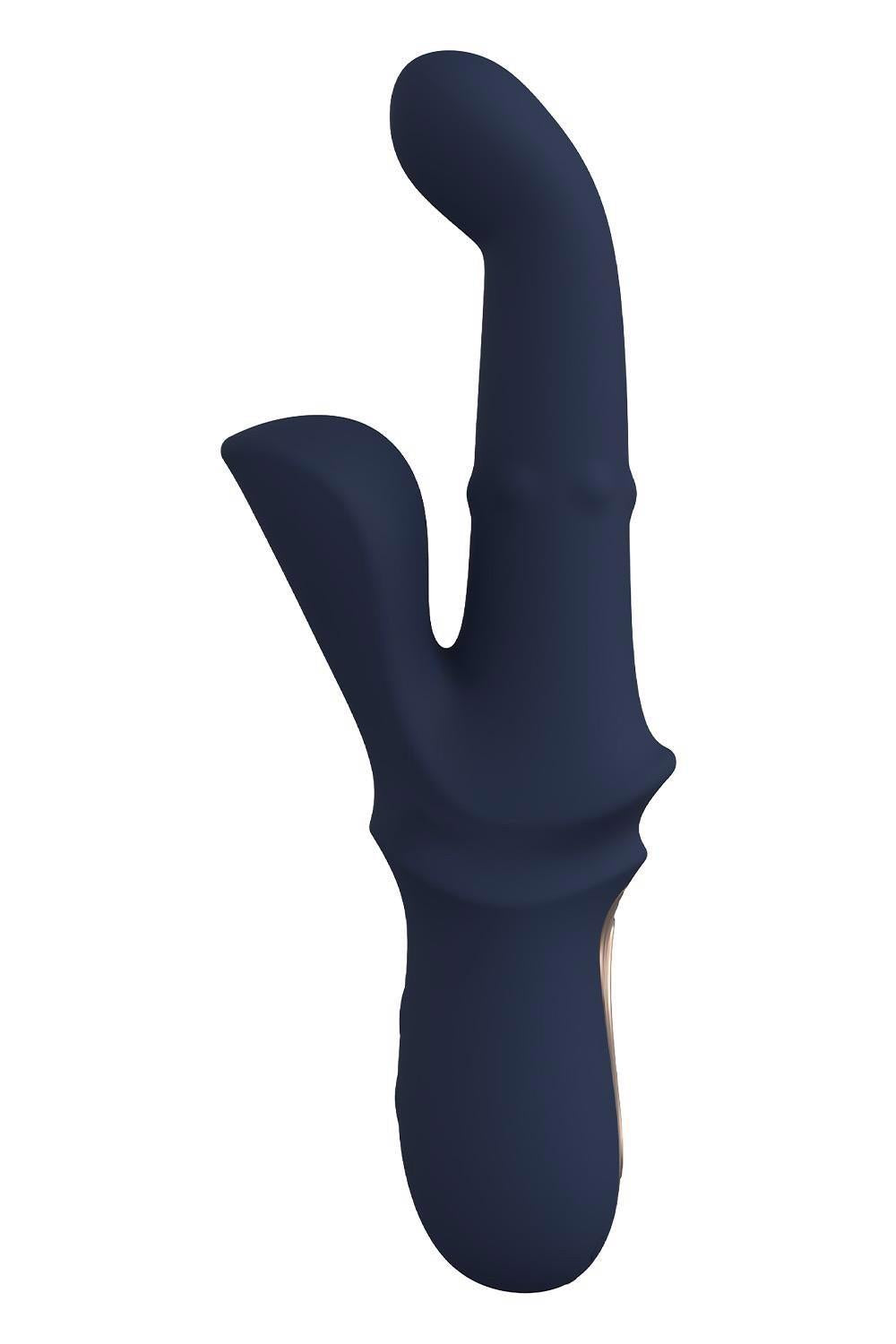 Vibrator Dreamtoys Iris Duo Bunny cu Teste, Albastru