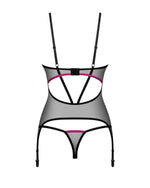 Corset transparent și tanga Novenes Obsessive negru XS/S