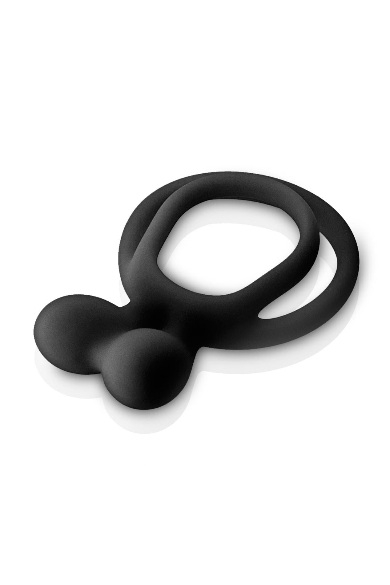 Inel dublu pentru penis Glamy din silicon negru, 30 mm