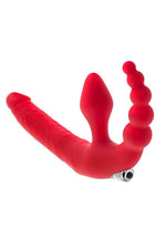 Strap-on vibrator Black&Red din silicon roșu 35 cm