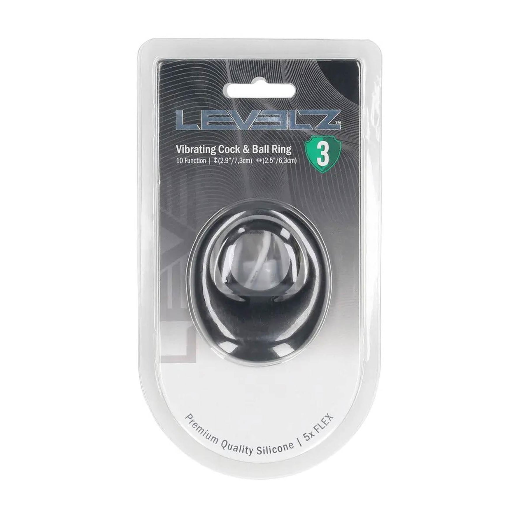 Inel vibrant pentru penis Levelz Level 3 din silicon, negru, 7,3 cm