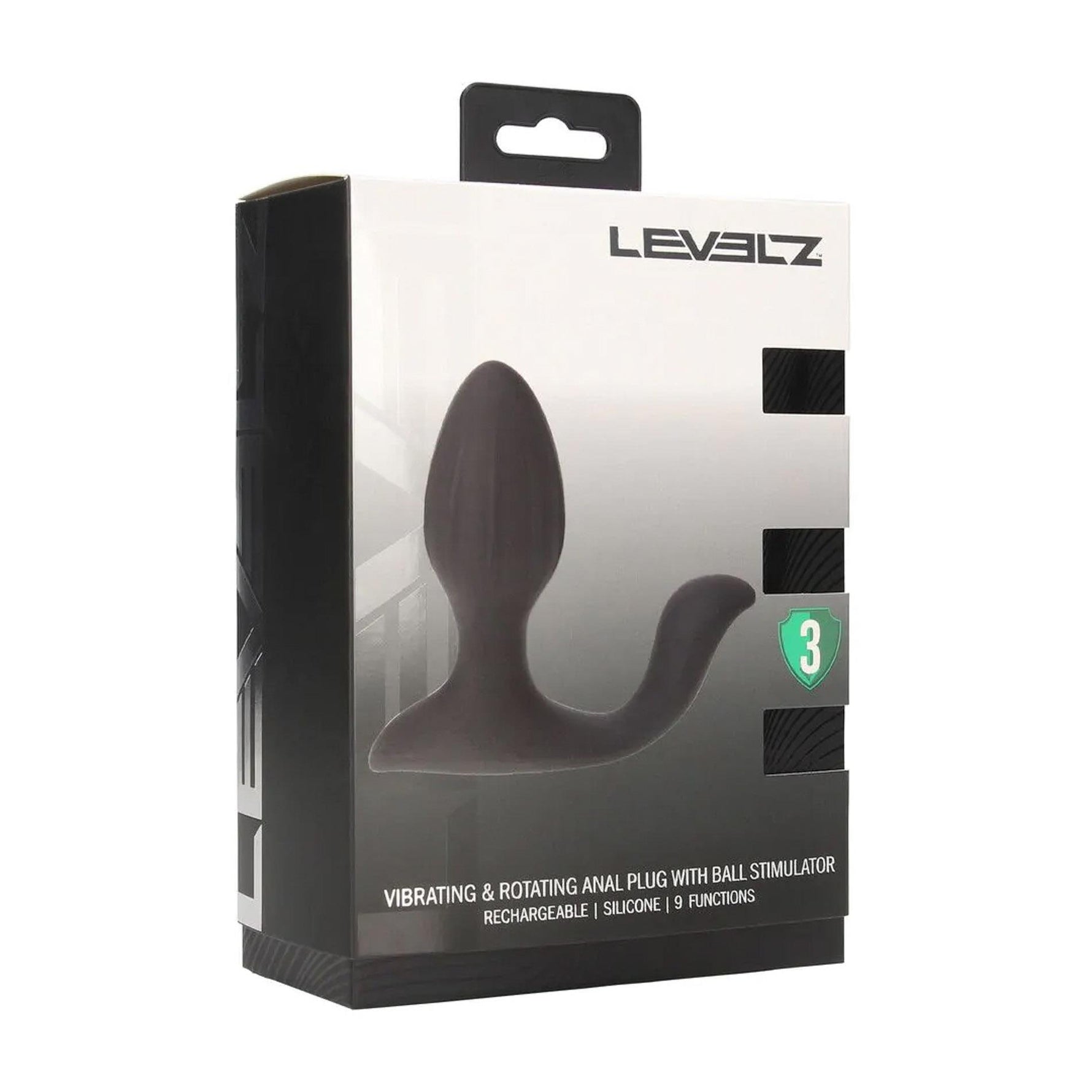 Plug anal vibrant rotativ Levelz cu bilă, silicon, negru, 10,7 cm