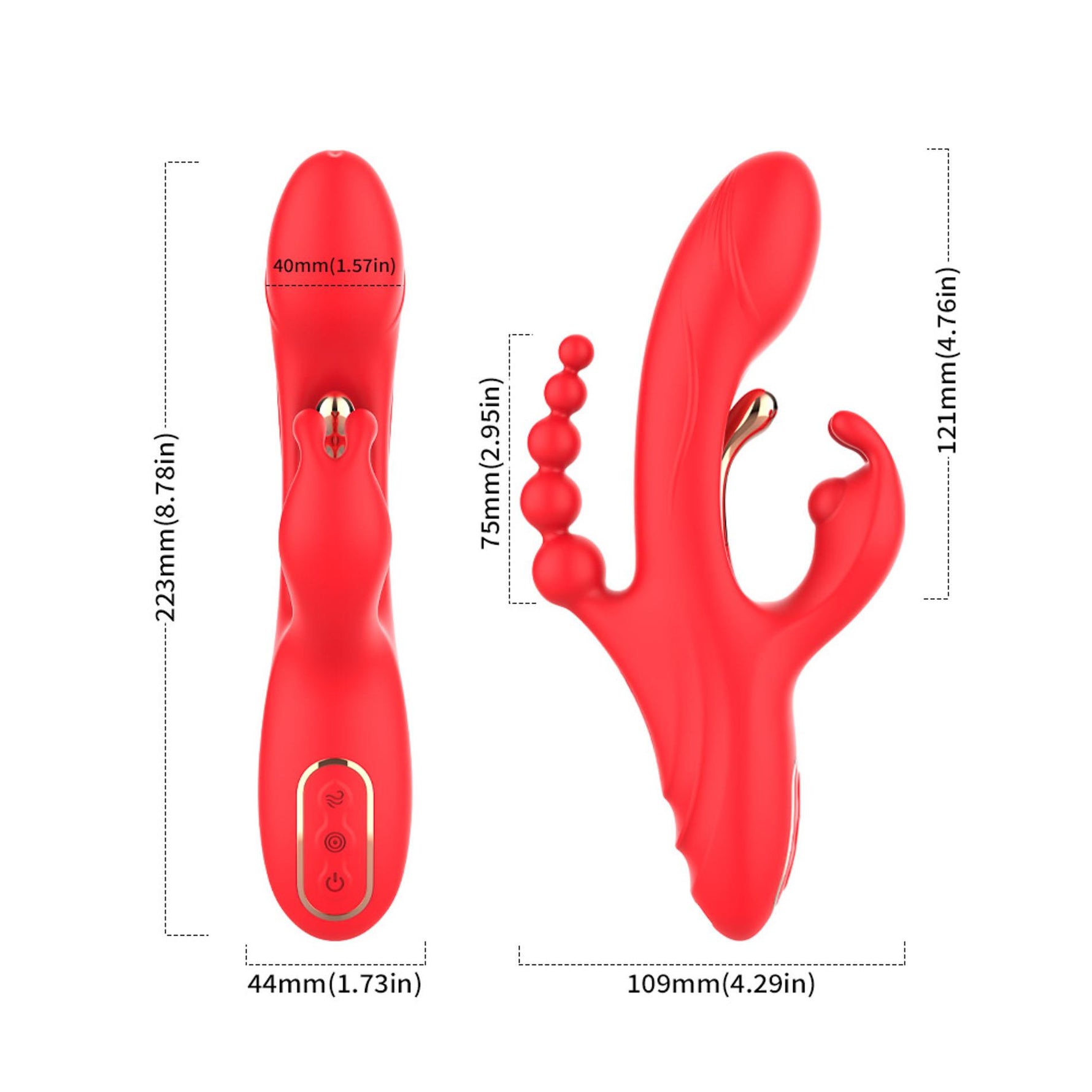 Vibrator Trident Iepuraș Roșu USB 22 cm