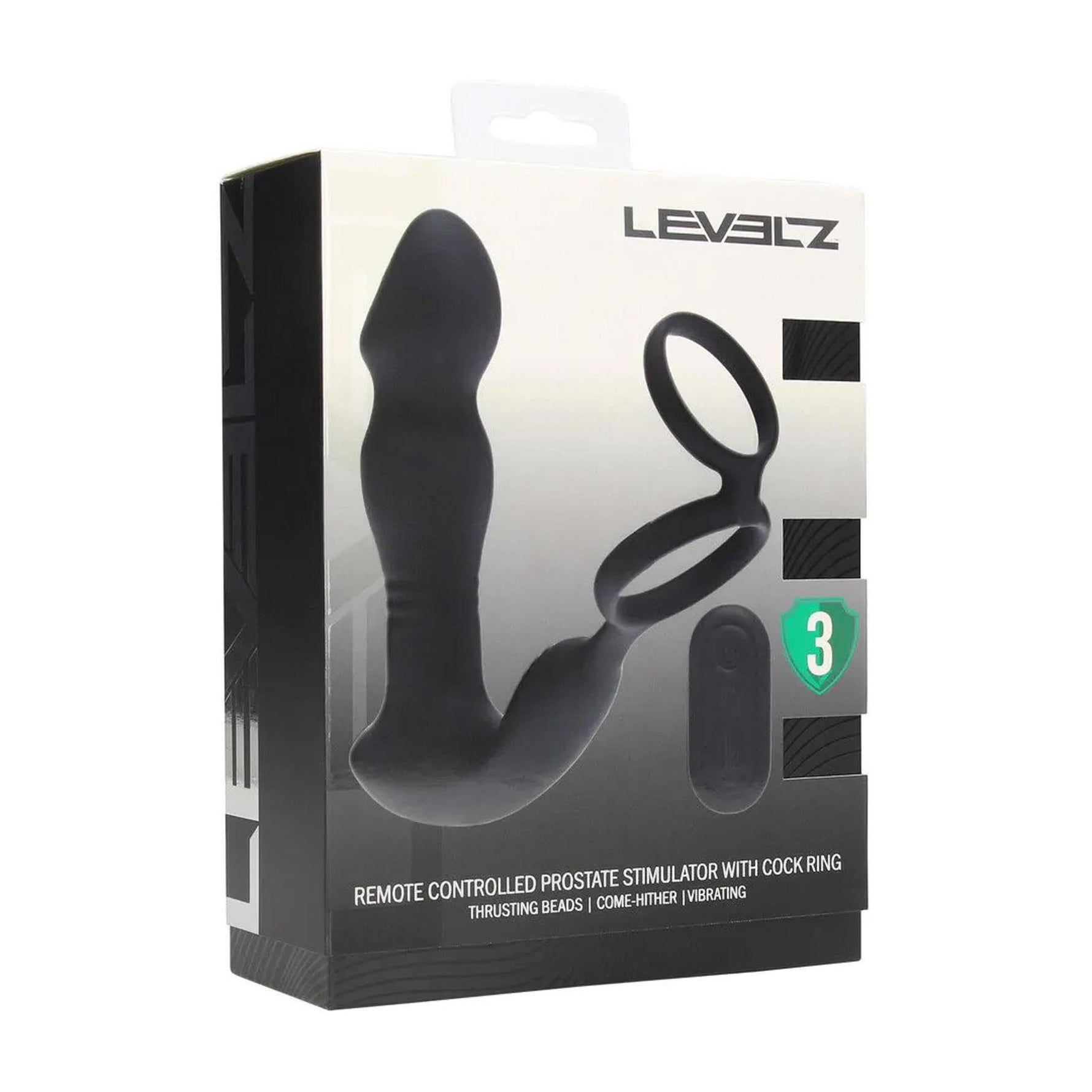 Masaj vibrant pentru prostată Levelz cu inel din silicon, negru