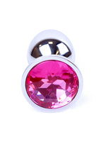 Dop anal HeavyFun argintiu cu cristal roz 7 cm
