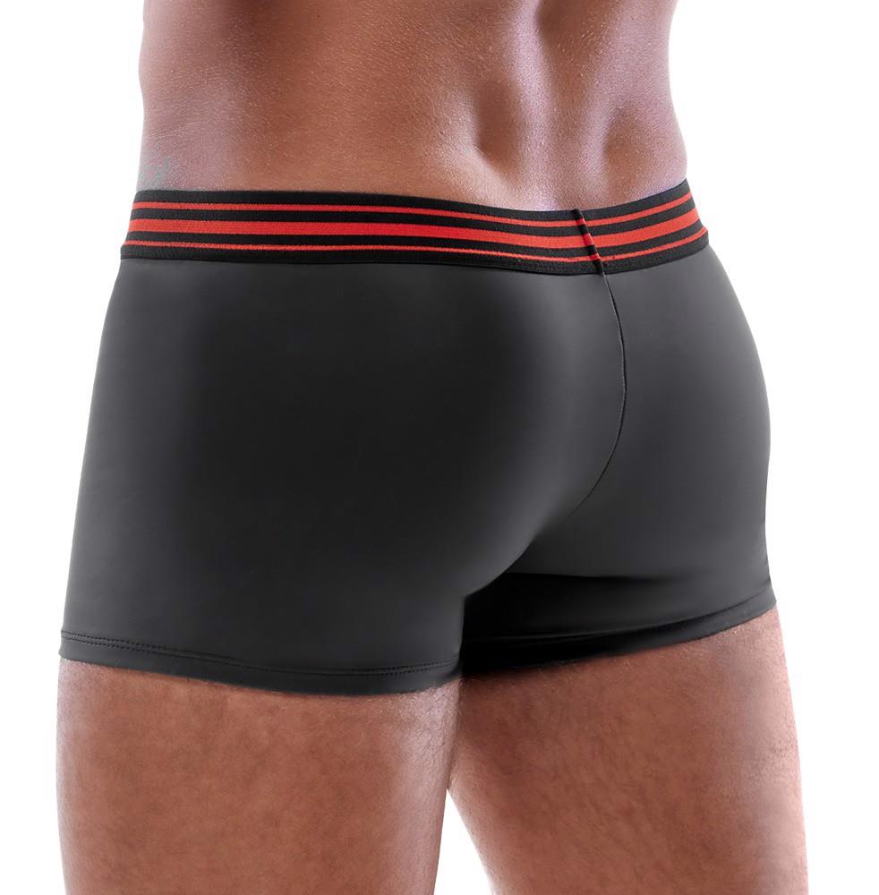 Pantaloni scurți boxer Svenjoyment pentru bărbați cu fermoar, negri și roșii, mărimea L