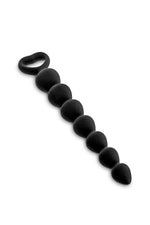 Tijă anală din silicon Glamy cu șapte niveluri, mică neagră, 18 cm