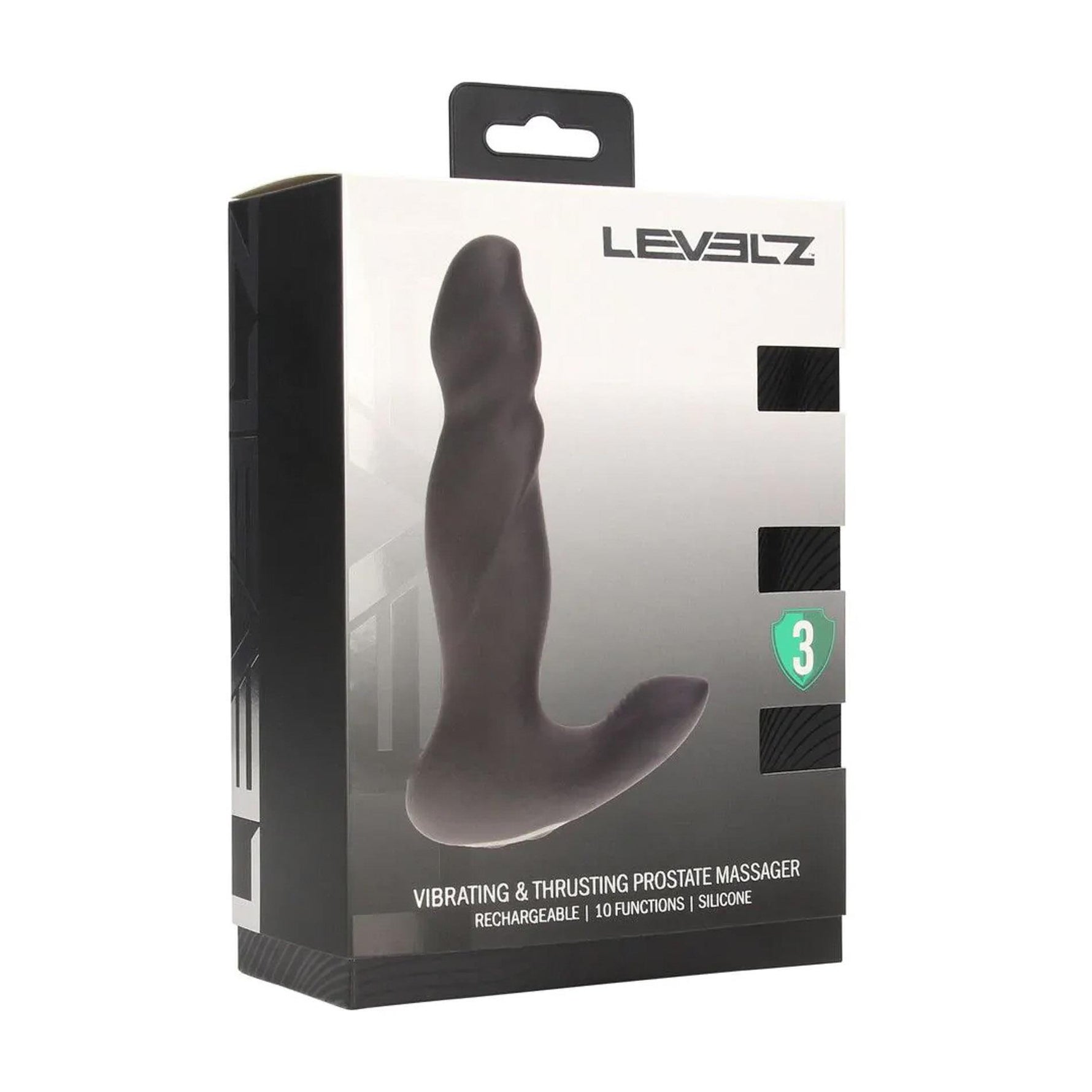 Levelz Aparat de masaj pentru prostată din silicon, vibrator pulsatoriu, negru, 14,7 cm