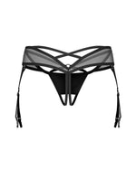 Tanga deschisă Dominna din imitație de piele și plasă Obsessive 2XL/3XL