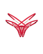 Obsessive Matildea tanga deschisă din dantelă roșu L/XL