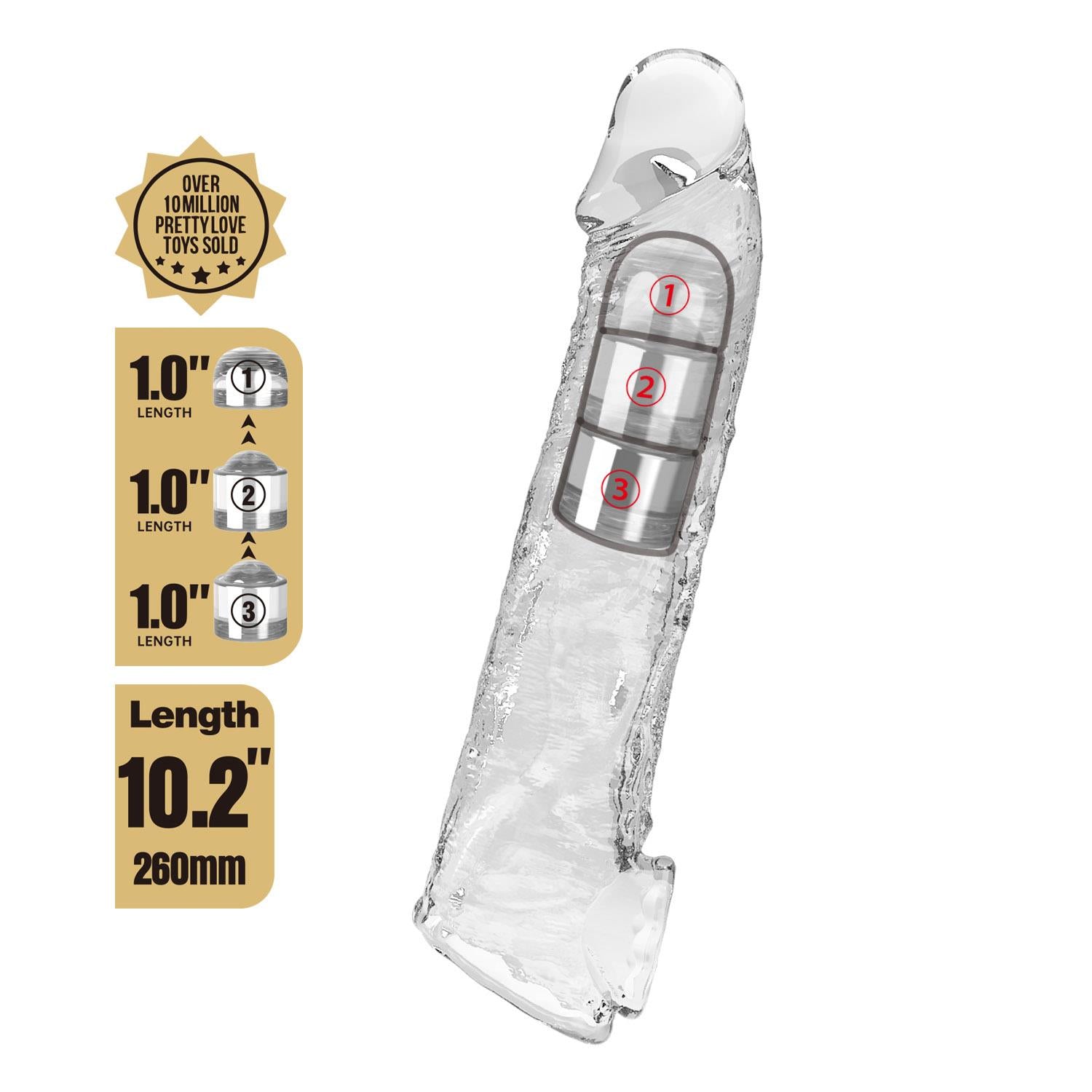 Pretty Love Extensor modular transparent pentru penis 26 cm