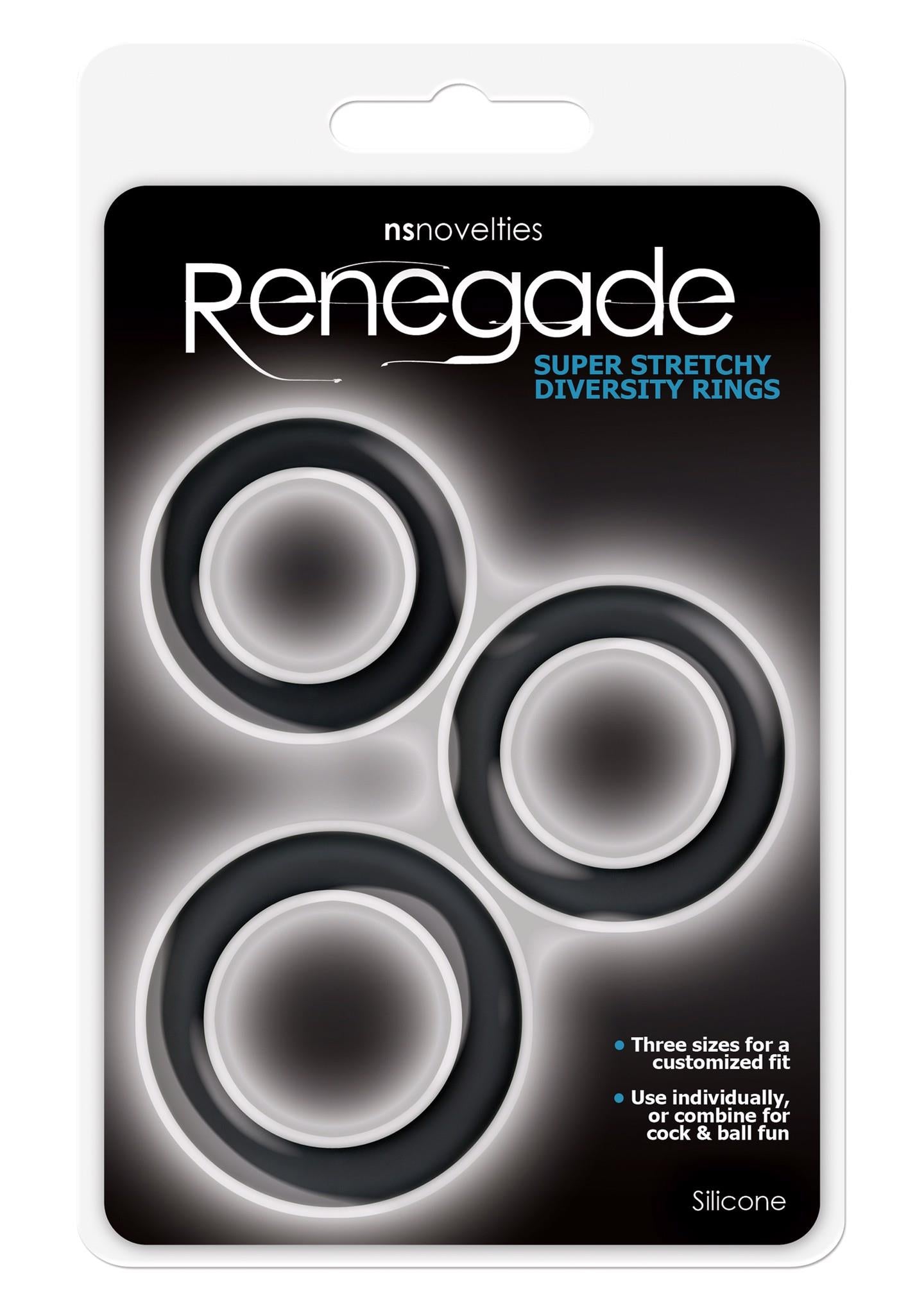 Inele pentru penis din silicon NS Novelties Diversity Rings, negre