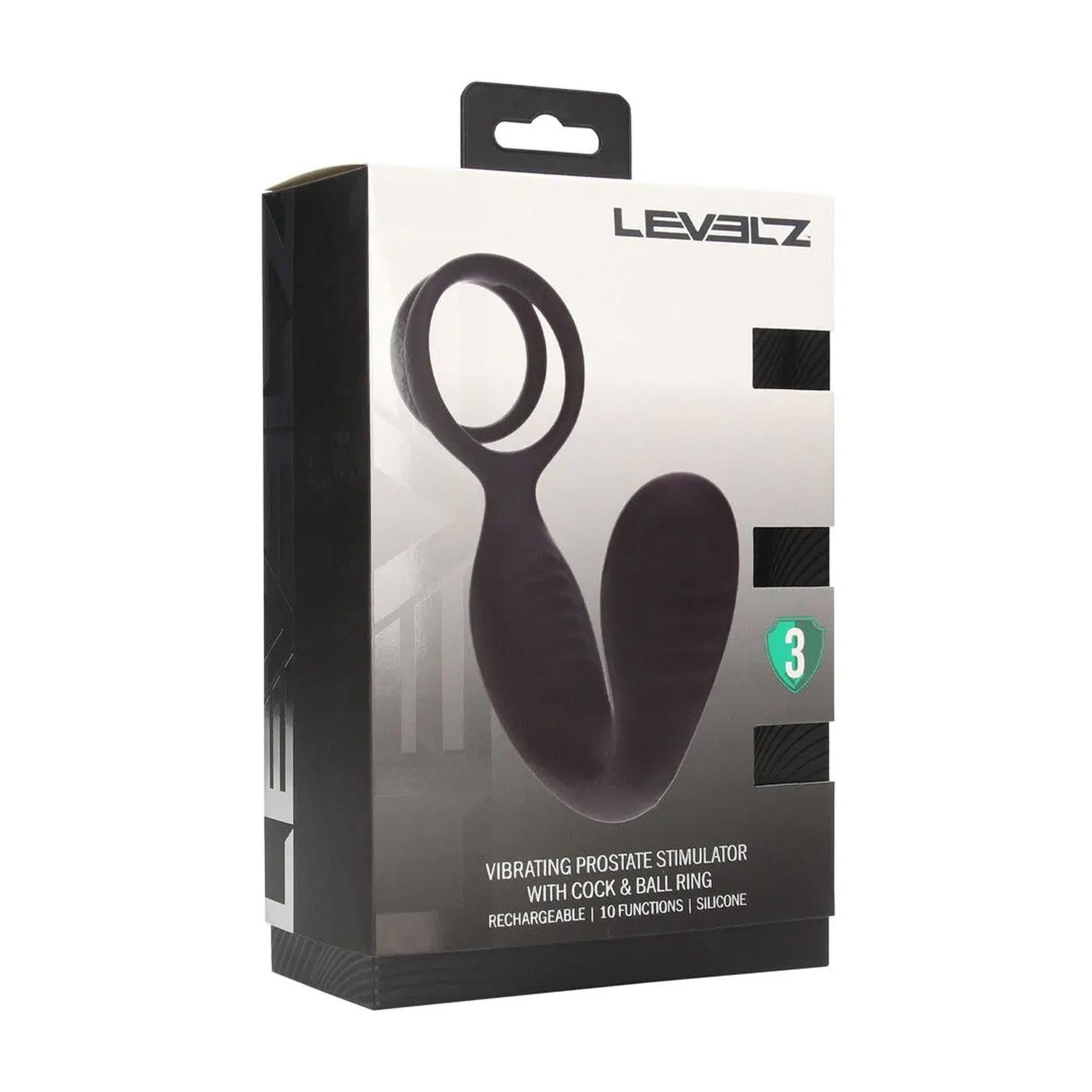 Stimulator vibrant de prostată Levelz din silicon cu inel negru