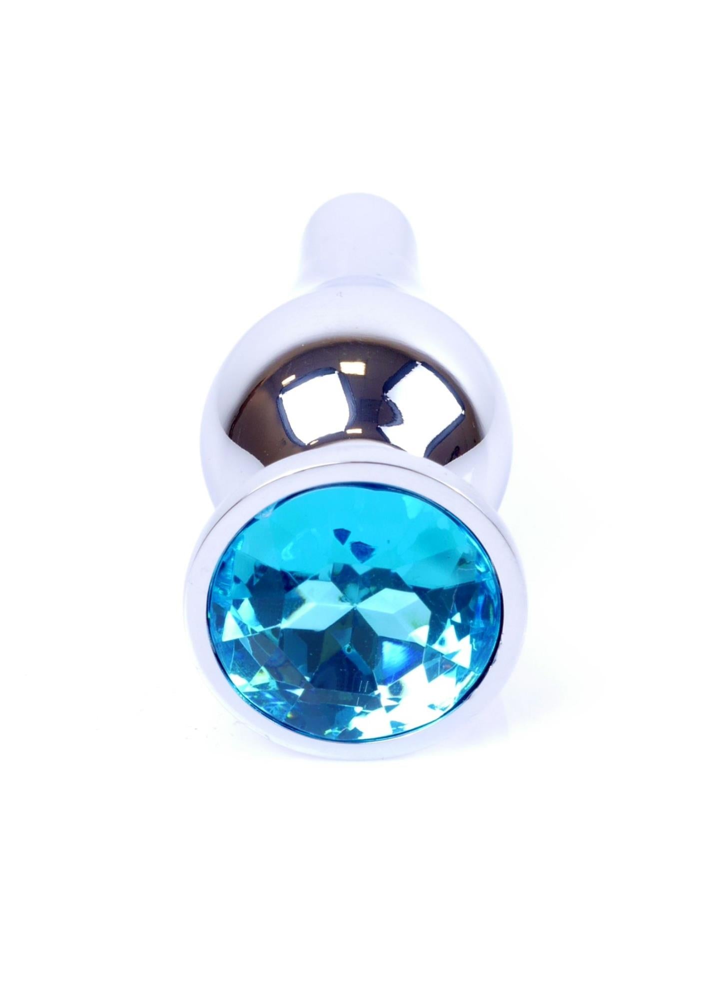 Bijuterii anale din argint MyLove Toys cu diamant, albastru deschis, 9,5 cm