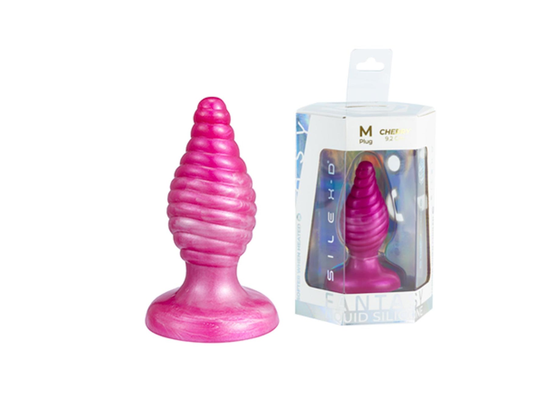Plug anal spiralat Cherry Silexd roz perlat 9,2 cm