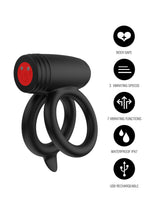 Inel vibrator dublu Elite Power Twin Hidden Desire cu 10 moduri