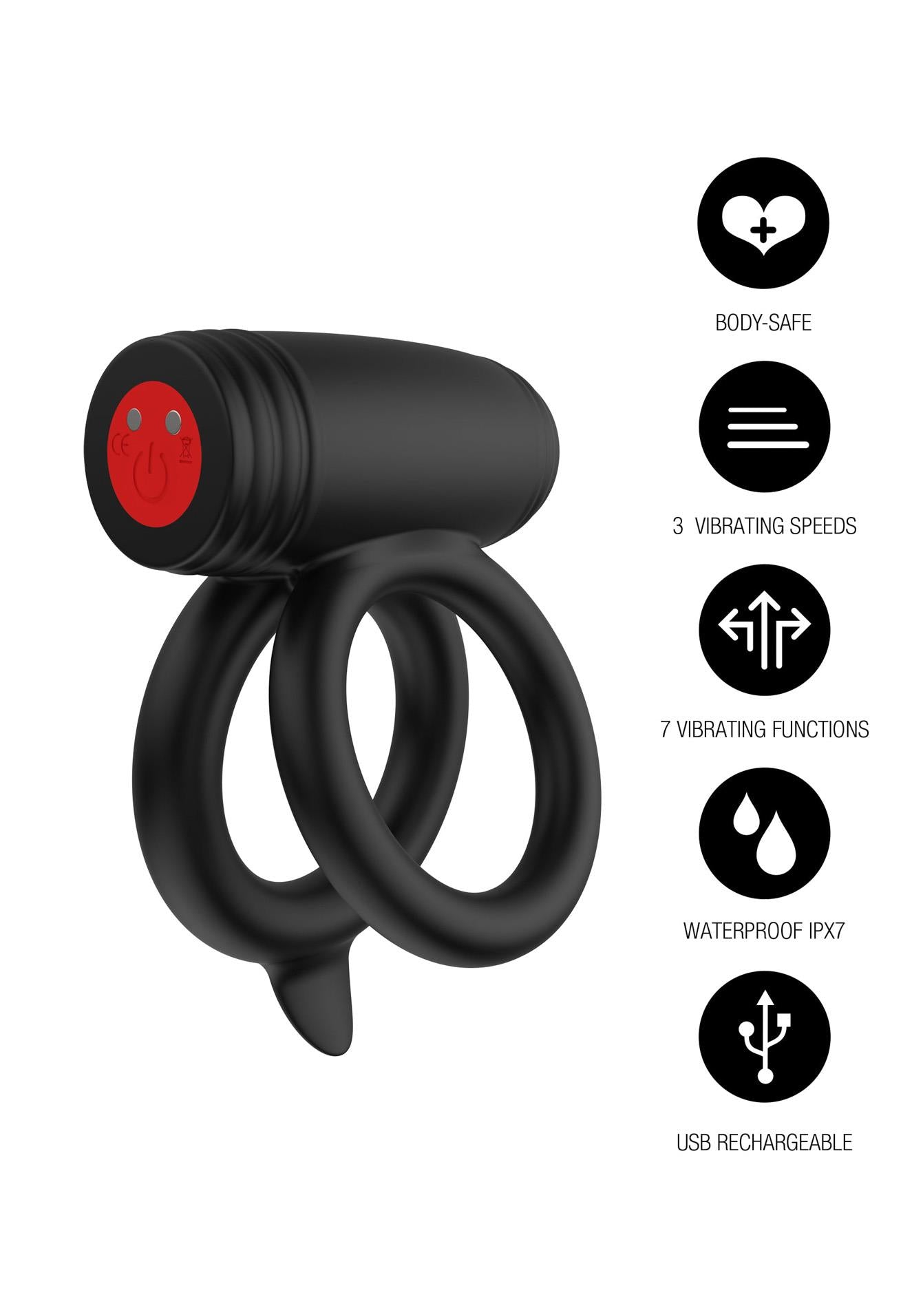 Inel vibrator dublu Elite Power Twin Hidden Desire cu 10 moduri