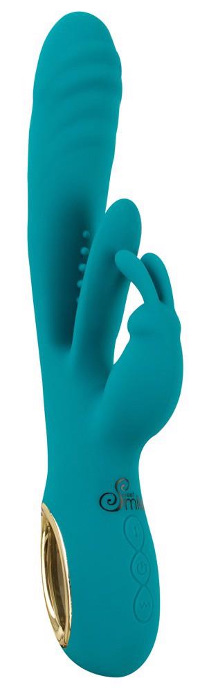 Vibrator Sweet Smile Bunny cu mișcare glisantă USB 25 cm