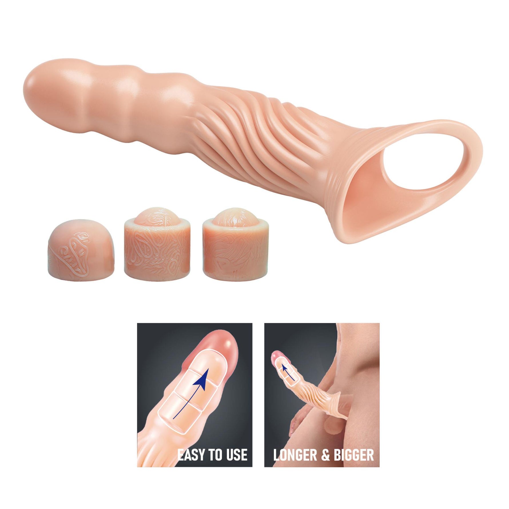 Manșon pentru penis reglabil realist Pretty Love