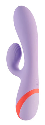 Vibrator USB Dream Toys Duo din silicon cu două tone, în formă de iepuraș, 19 cm