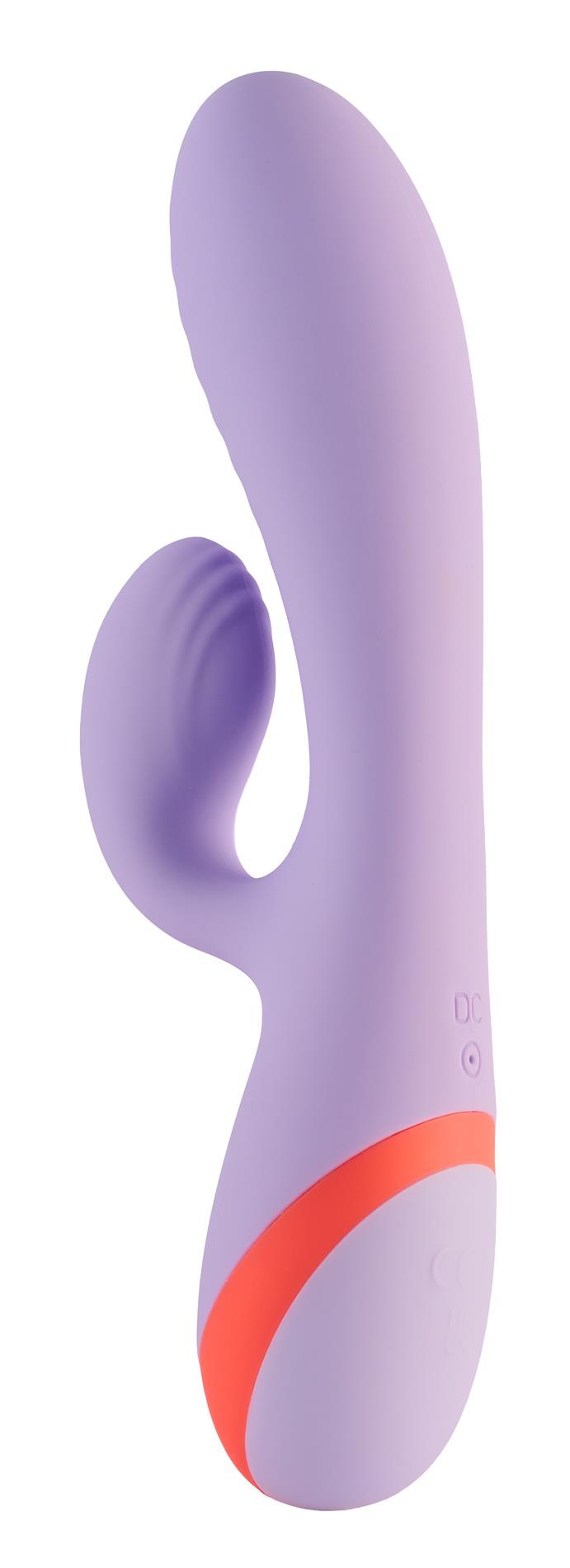 Vibrator USB Dream Toys Duo din silicon cu două tone, în formă de iepuraș, 19 cm