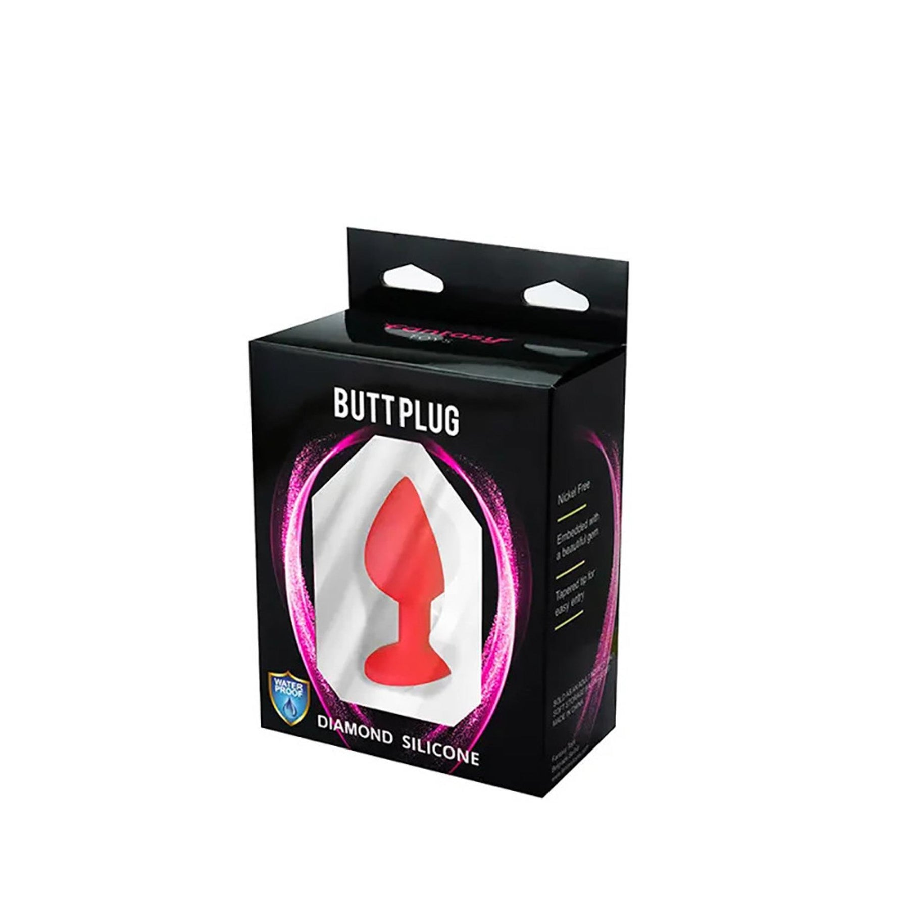 Dop anal mic din silicon roșu cu cristal alb 7 cm