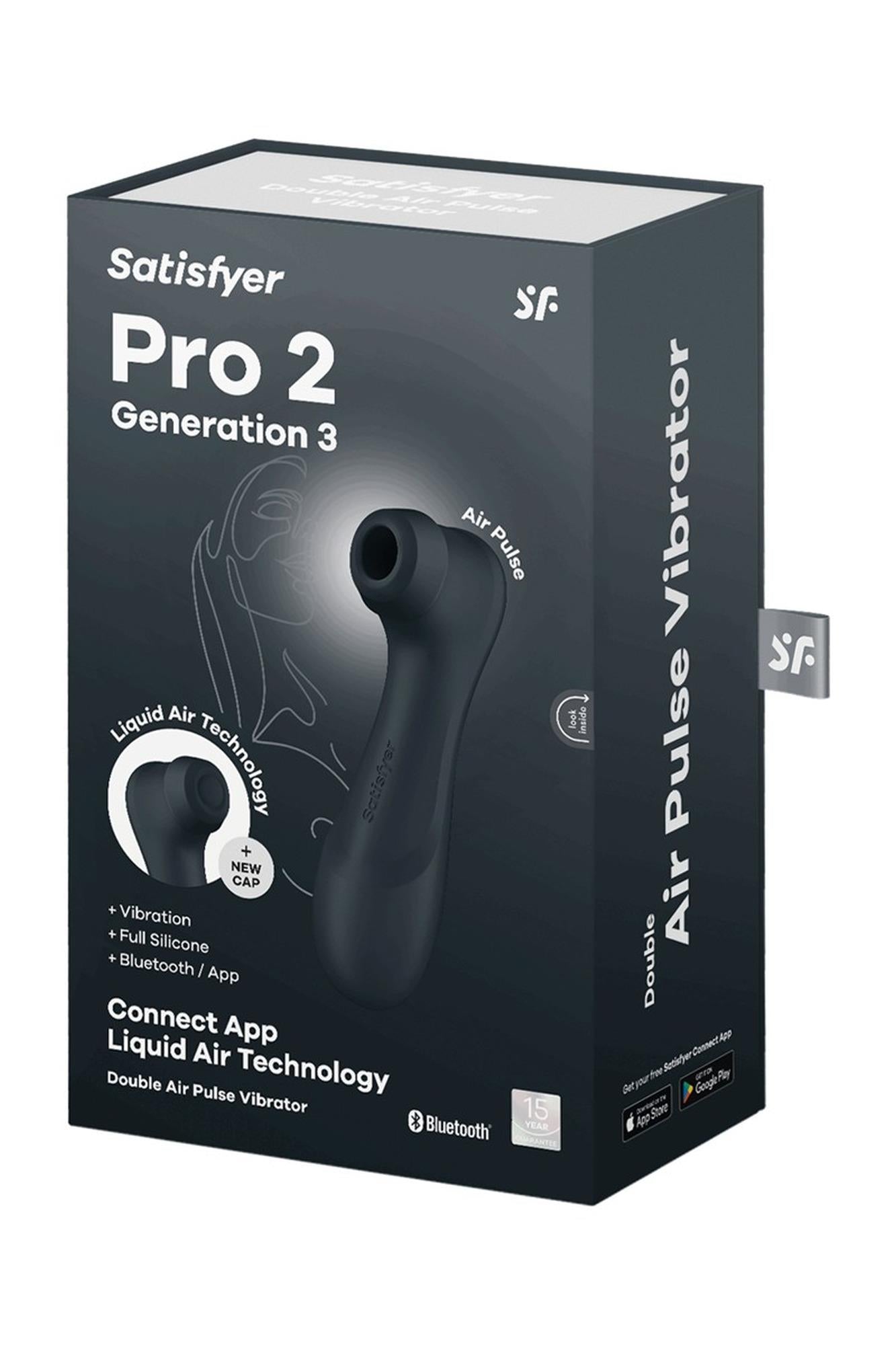 Stimulator cu aer lichid Satisfyer Pro 2, negru, Bluetooth, USB