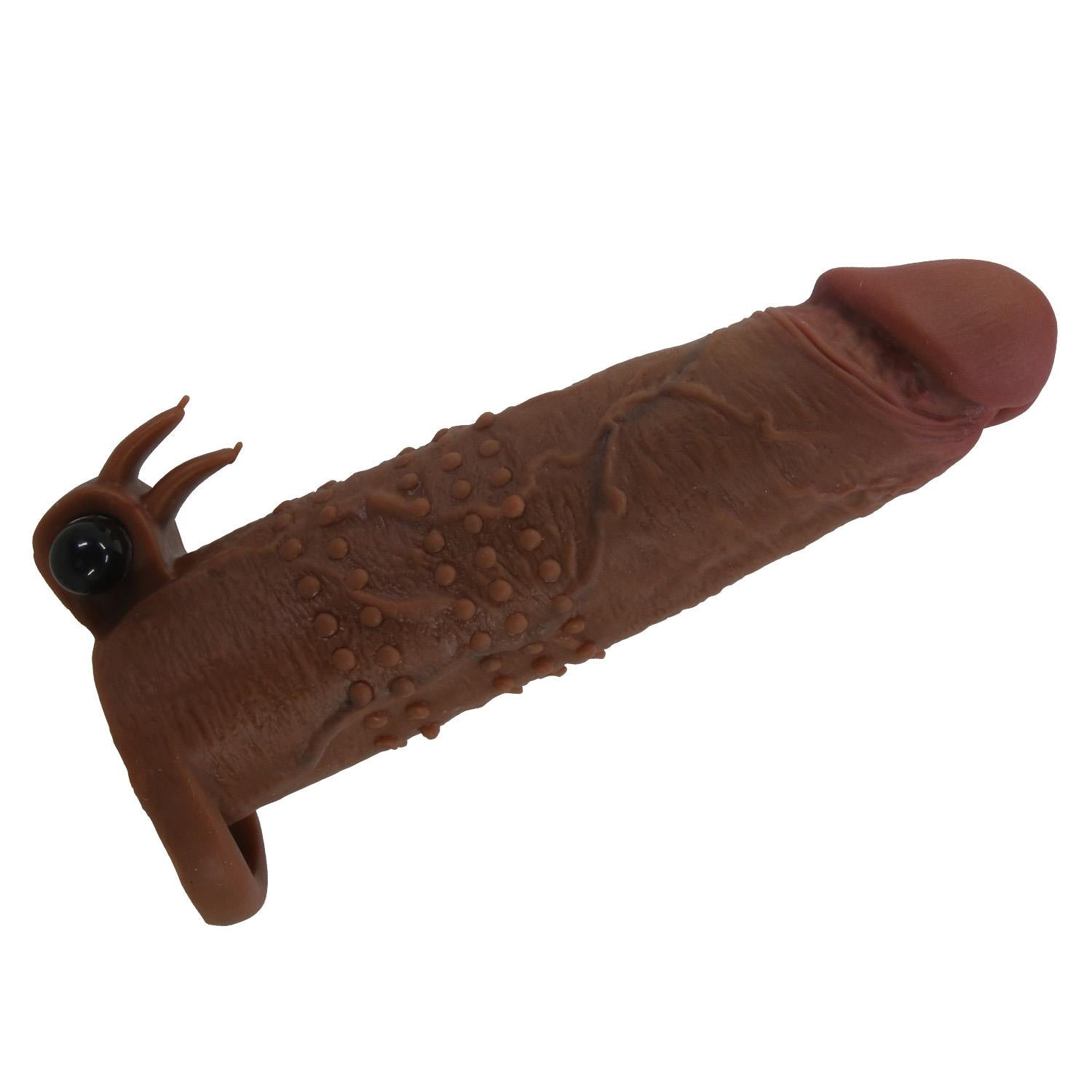Pretty Love Extensor vibrant pentru penis, maro, 17 cm