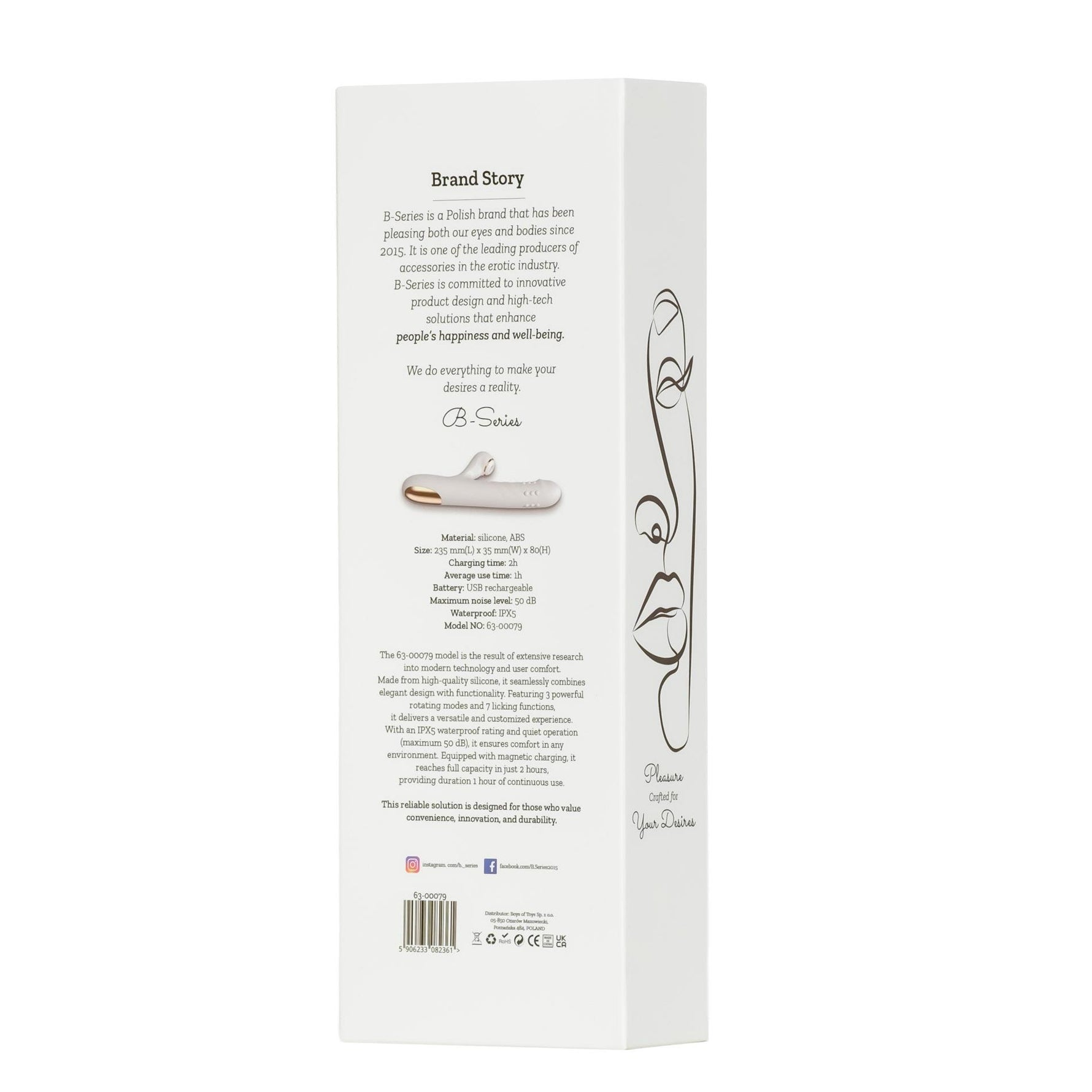 Vibrator din silicon Fox seria B, 3 rotații, 7 linguri, 24 cm
