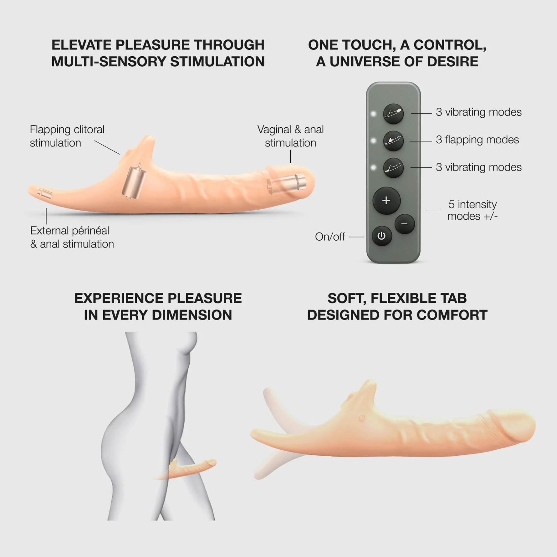 Dildo realist cu strap on me M vanilla cu telecomandă