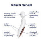 Aparat de masaj cu vibrații Satisfyer Wanderland, alb, auriu-roz, XXL, 30 cm, USB