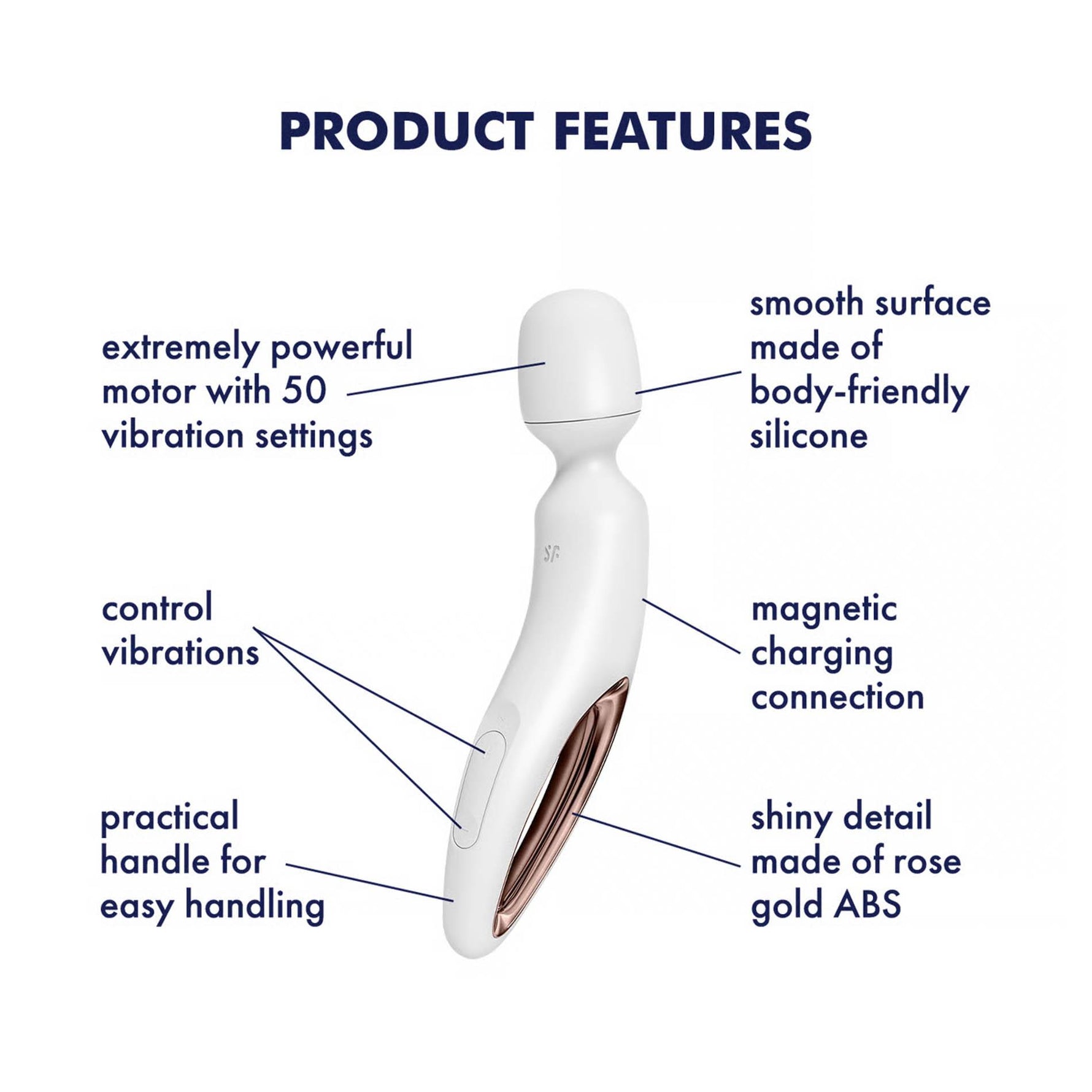 Aparat de masaj cu vibrații Satisfyer Wanderland, alb, auriu-roz, XXL, 30 cm, USB