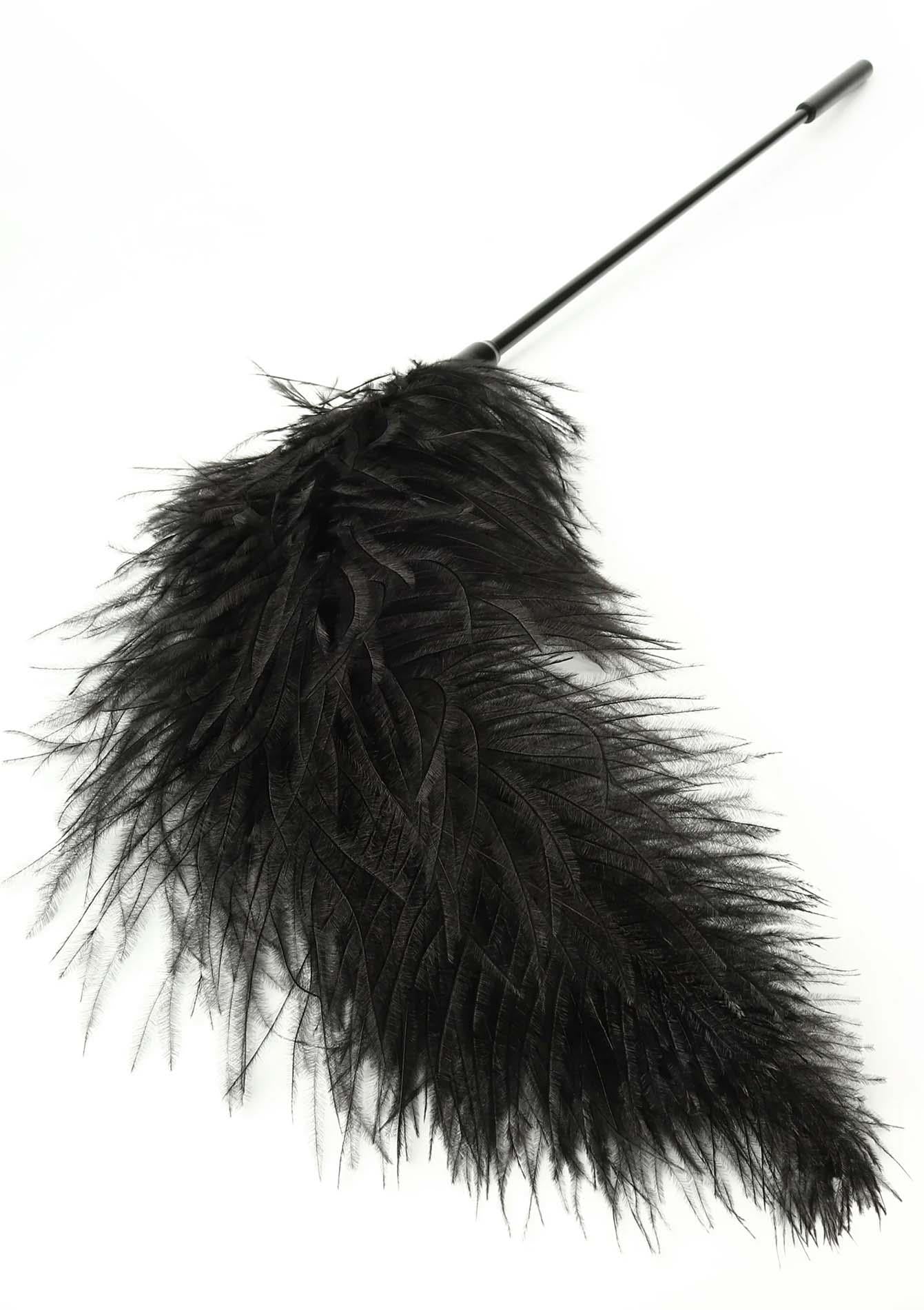 Jucărie Hidden Desire cu două pene, neagră, 68 cm