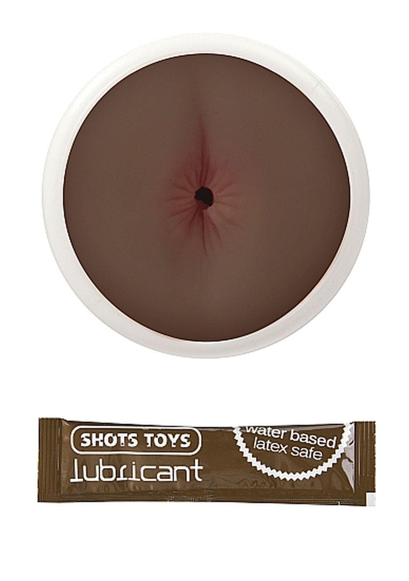 Masturbator anal Easy Rider Dark Skin cu piele naturală ShotsToys 15,7 cm