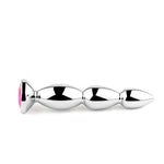 Dop anal lung din metal HeavyFun cu cristal roz 13,5 cm