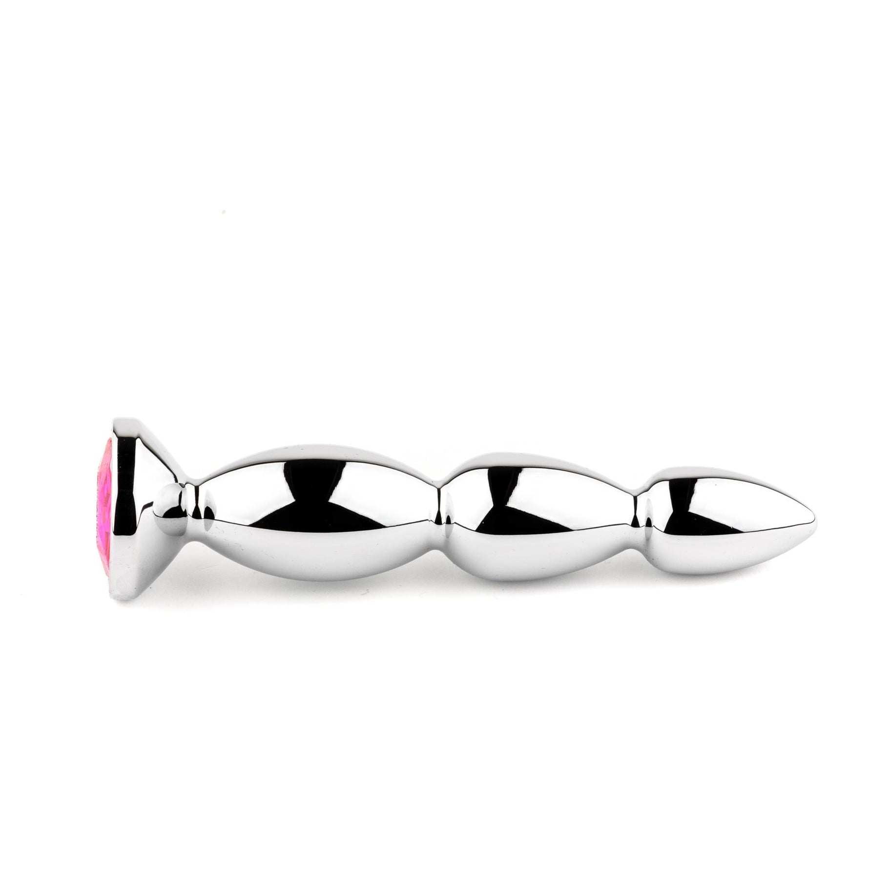 Dop anal lung din metal HeavyFun cu cristal roz 13,5 cm