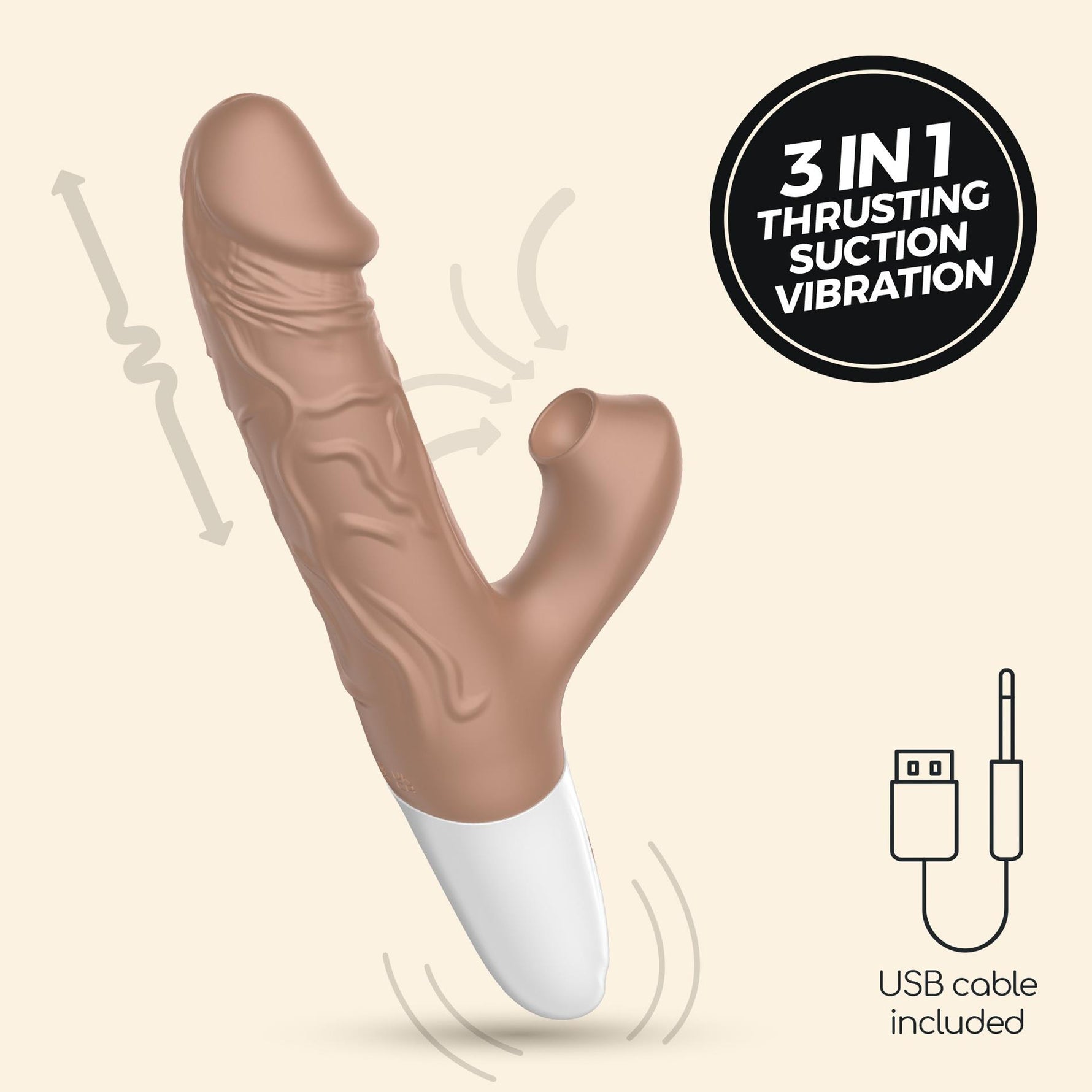 Vibrator realist cu glisare USB Crushious El Matador 22,5 cm