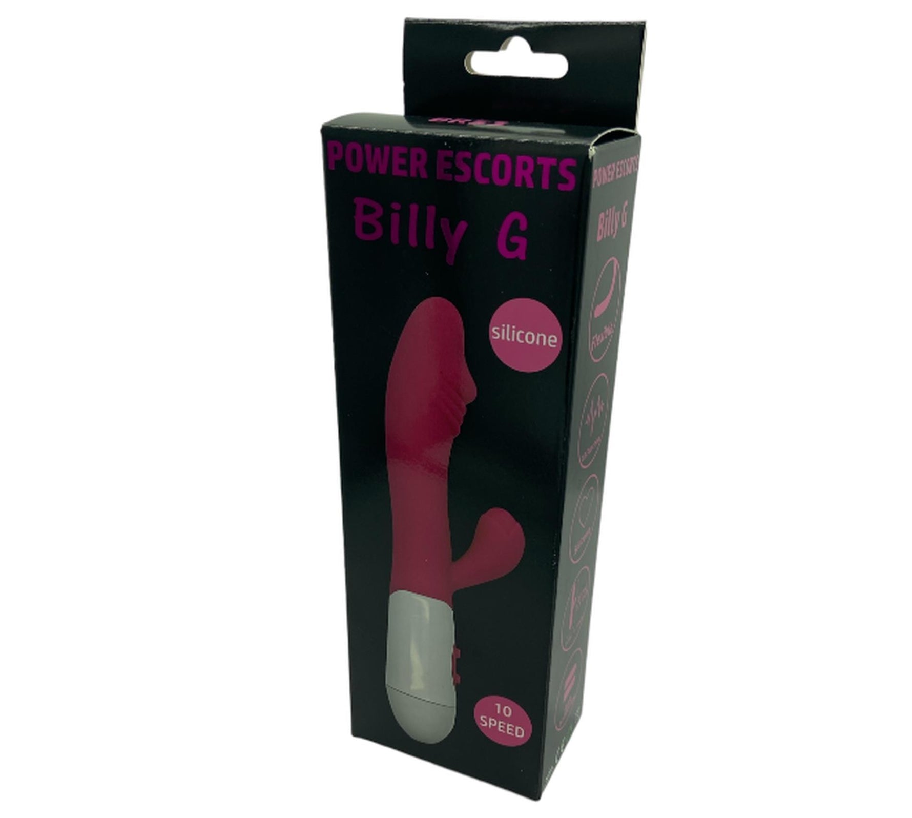 Vibrator Power Escorts din silicon cu formă de iepuraș, 20 cm, negru
