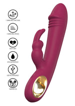 Vibrator Taygeta din silicon fuchsia cu model iepuraș USB 21 cm